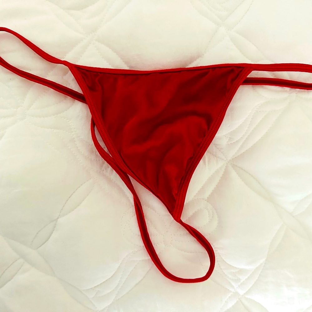 Red silky gstring